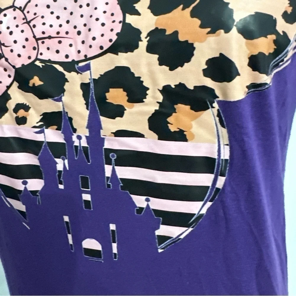Disney Minnie Mouse Leopard disney castle  Bella Canvas T-Shirt size small - Picture 4 of 9